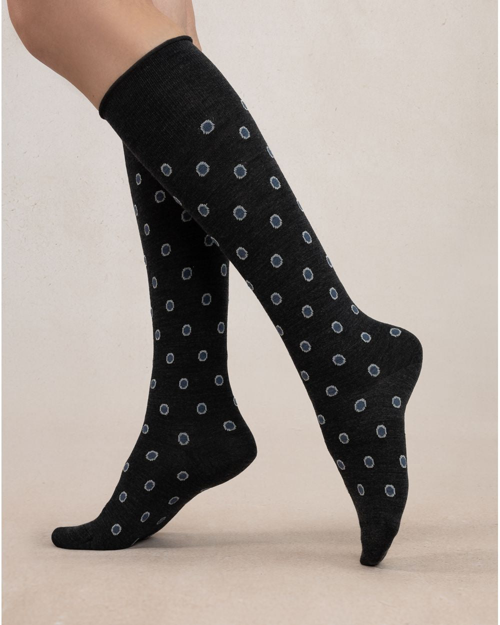 Bleuforet Wool Knee-High Socks Black- 6485