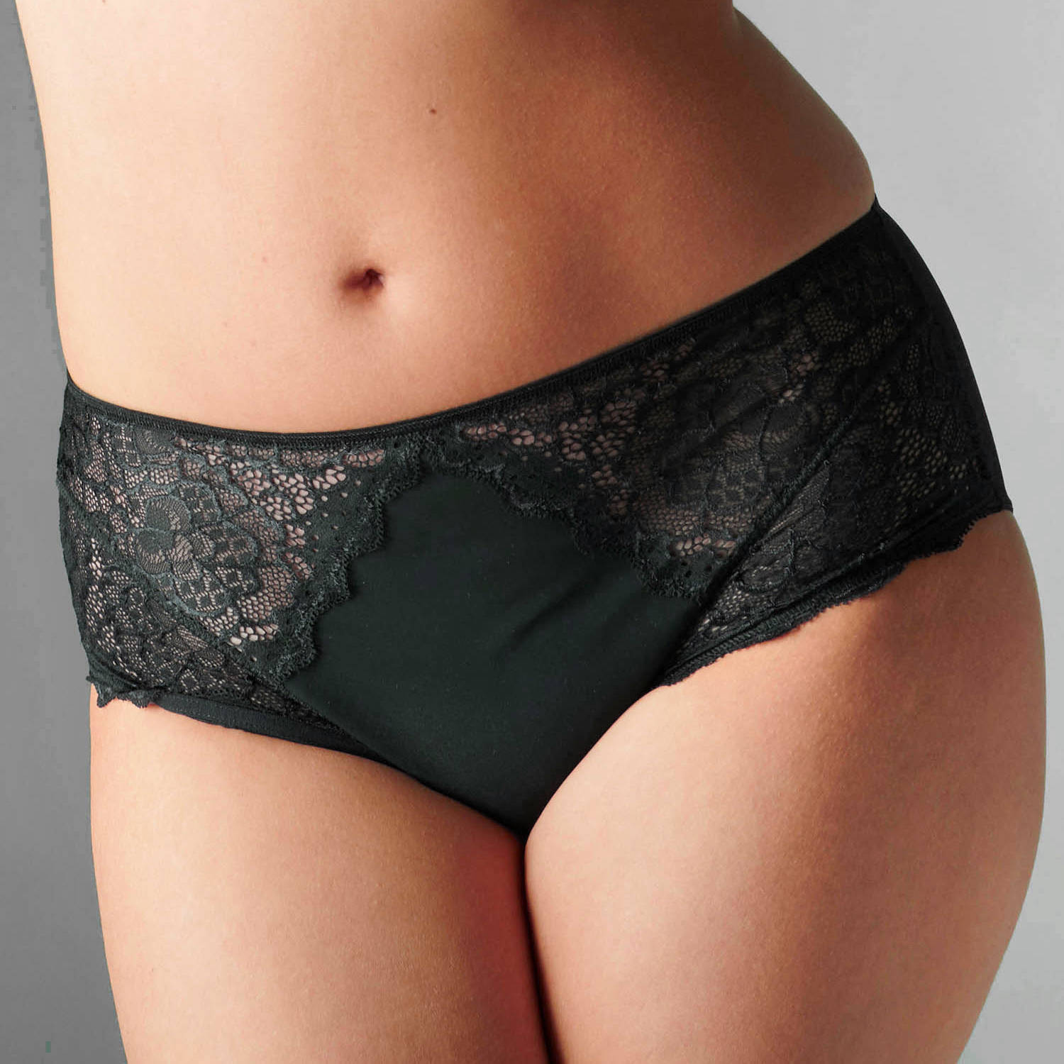 Simone Perele - Caresse Deep Brief 12A770- Black/Peau Rose/Ruby Pink