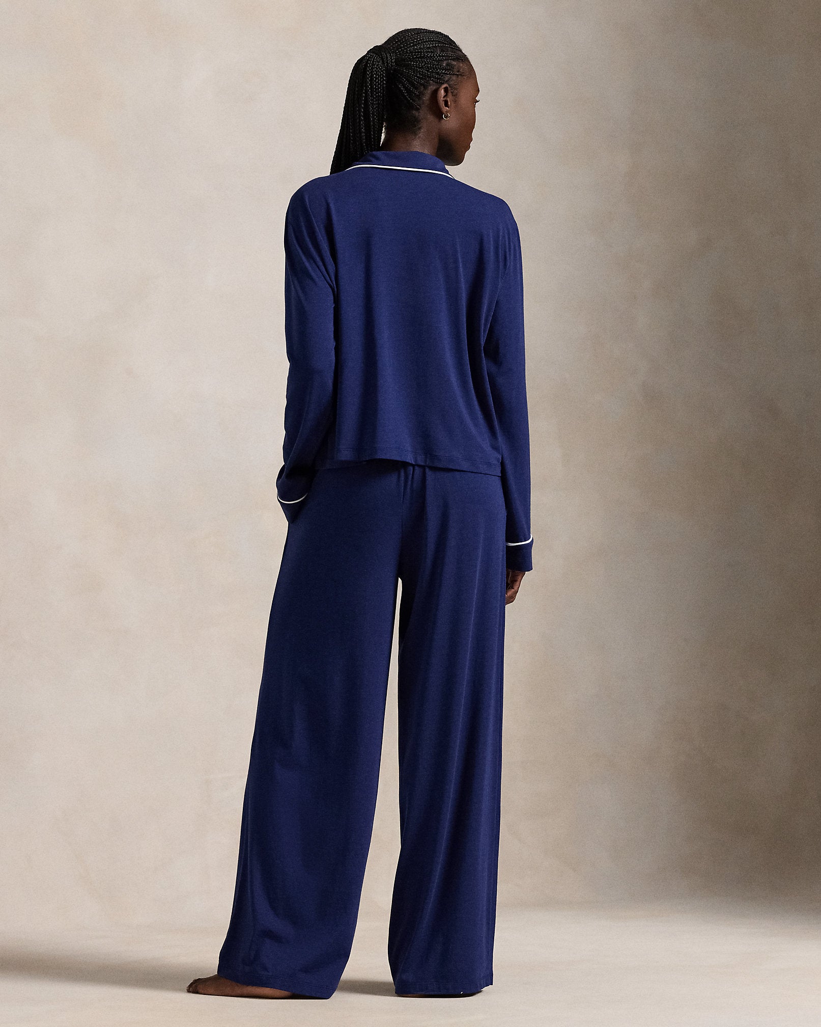 POLO RALPH LAUREN- 2PC LONG SLEEVE PJ SET- WHITE/NAVY- P0229