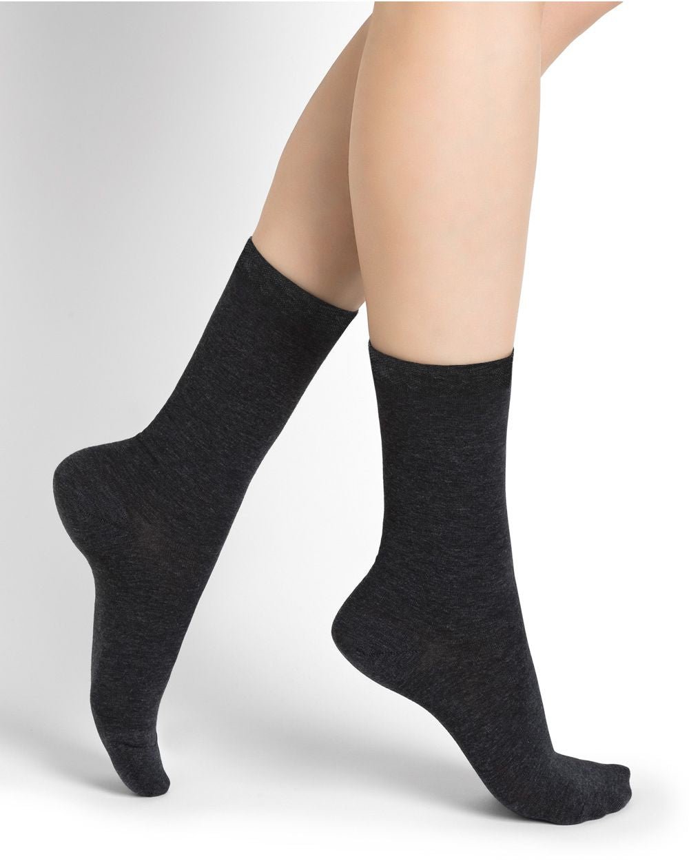 Set Of Two Pairs Of Plain 97% Cotton Socks Black- 6460
