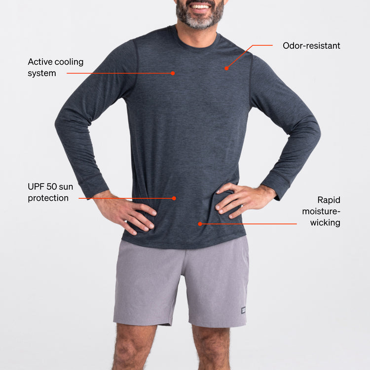 SXLT45- Saxx- DROPTEMP™ ALL DAY COOLING Long Sleeve-Racer Blue Heather