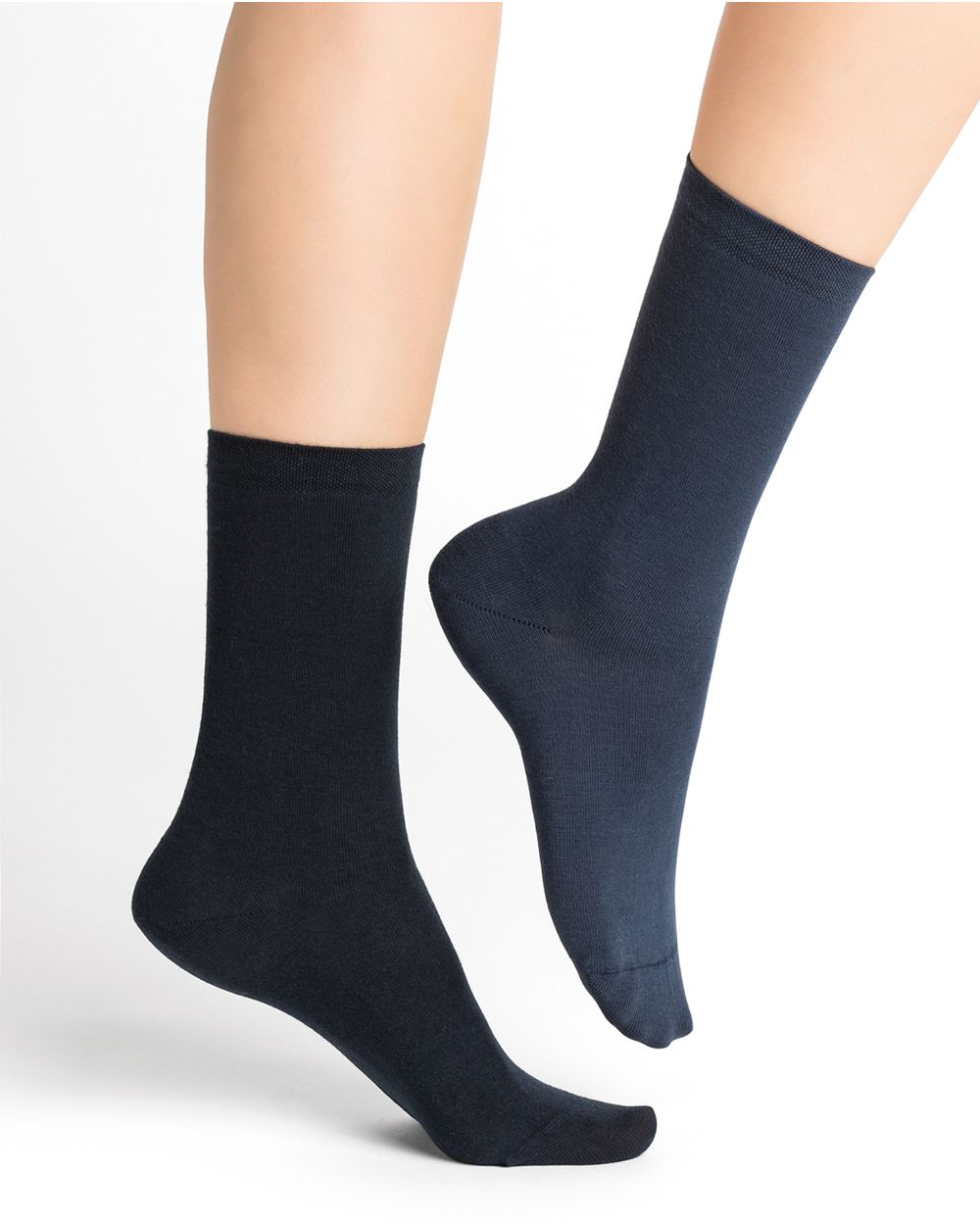 Set Of Two Pairs Of Plain 97% Cotton Socks Black- 6460