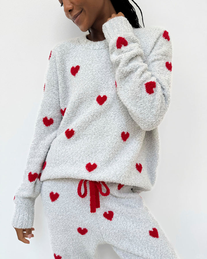 SPLENDID fuzzy sweater Set- NAVY OAT/HEATHER GREY/CHERRIES - RPF1230