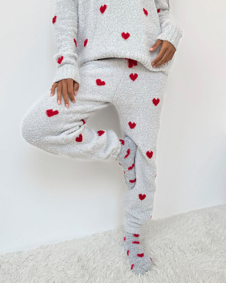 SPLENDID fuzzy sweater Set- NAVY OAT/HEATHER GREY/CHERRIES - RPF1230