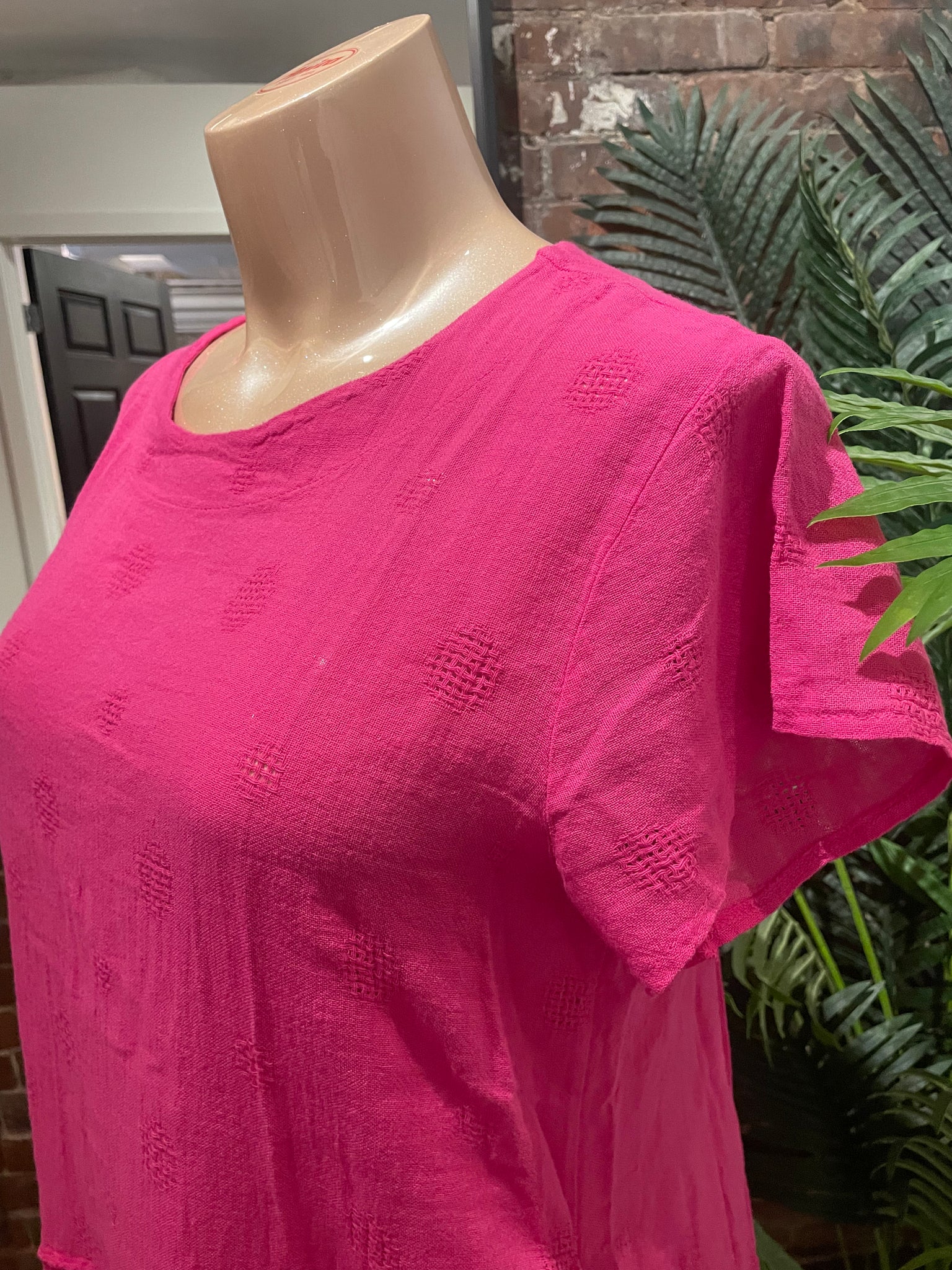 MD50876-Plum Loco 50% Linen 50% Viscose Line Dress