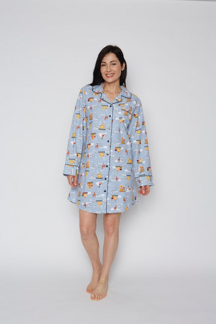 KayAnna Flannel Night Shirt- F12432-100%cotton