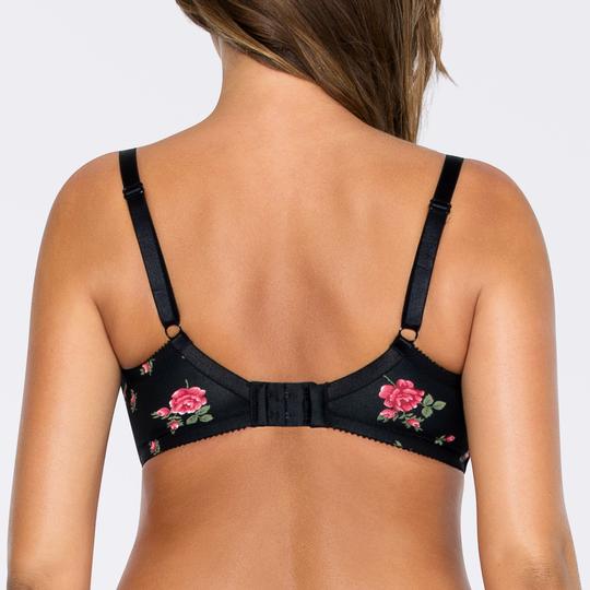 Parfait Casey Plunge Molded T-Shirt Bra 2801 - Black w/ Rose Print