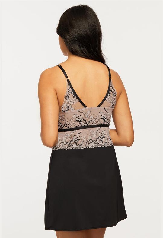 Montelle Parisian Kiss Fashion Chemise Set 9465 Black/Taupe