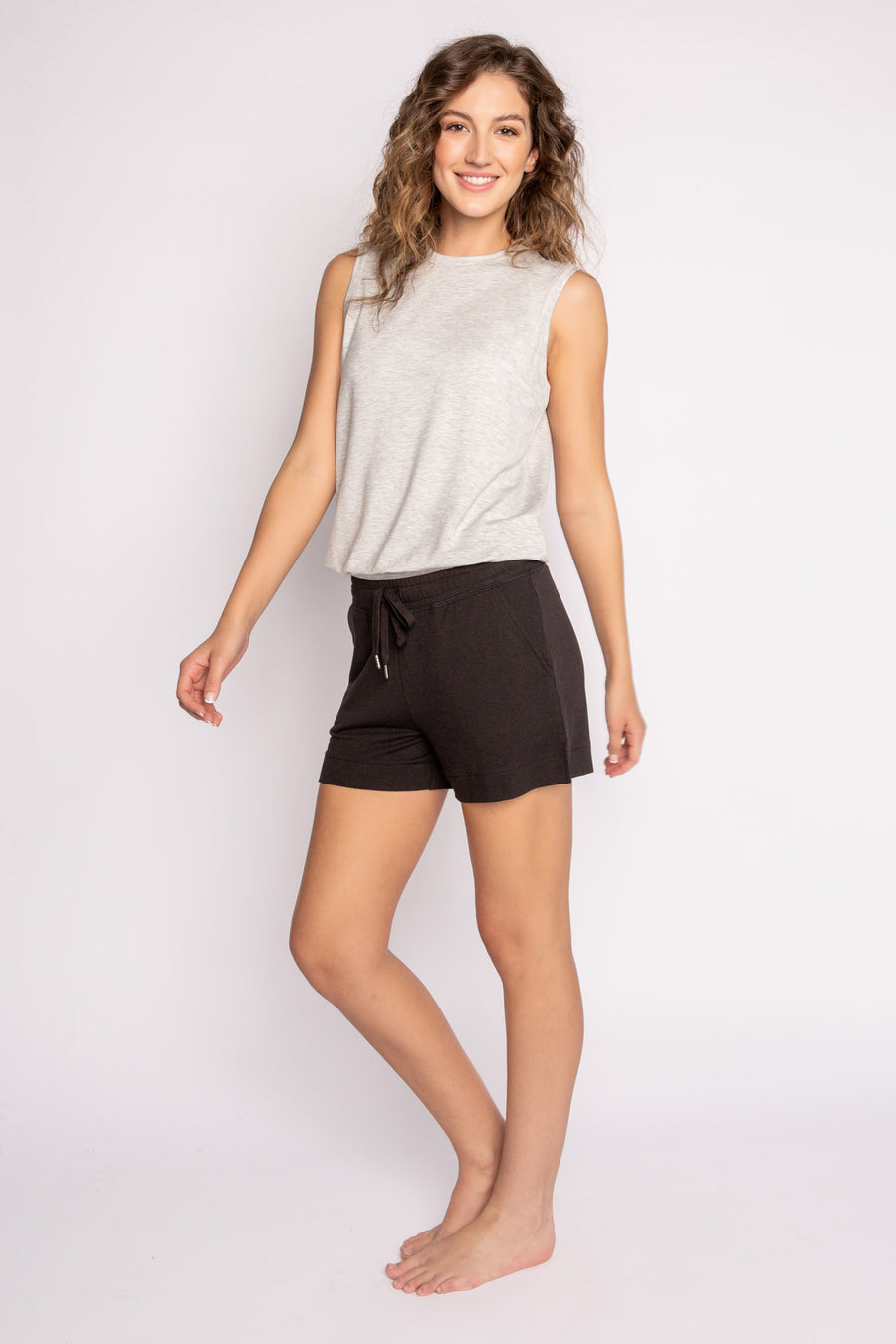Pj Jammies Essentials Shorts- RIJES-(BLACK/OATMEAL)