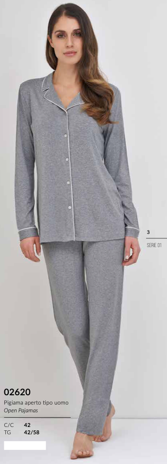Linclalor Viscosa Tuxedo Collar PJ Set 02620