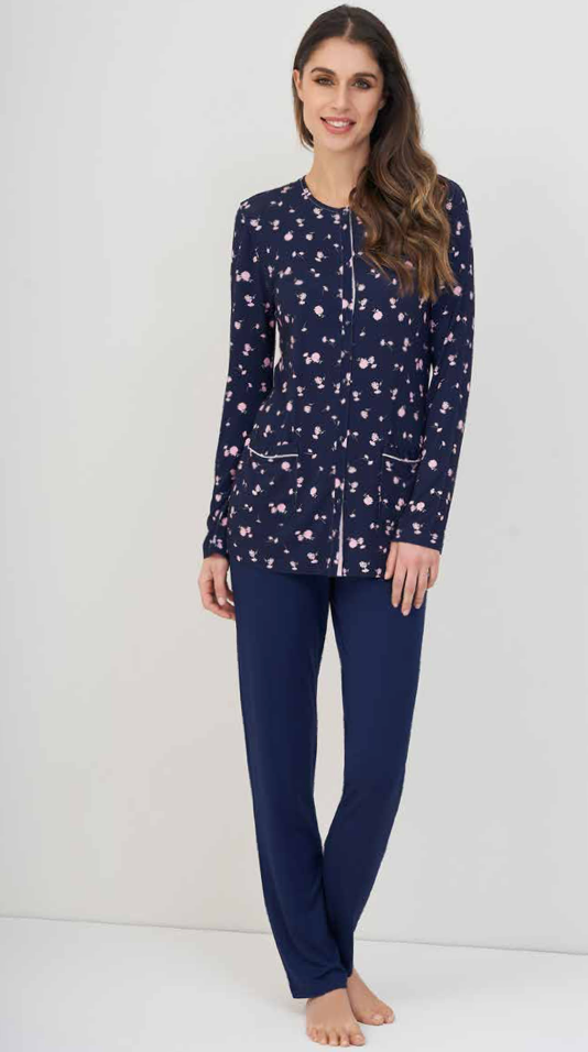 Linclalor Long Sleeve PJ Set 02624 - Navy/Pink