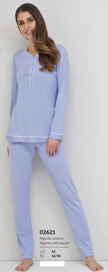 Linclalor Viscosa Long Sleeve PJ Set 2621 - Light Blue