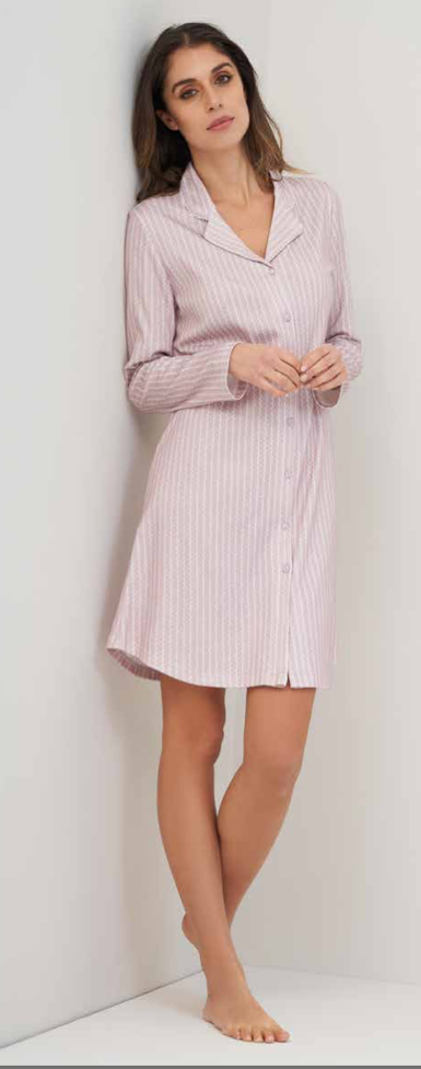 Linclalor Interlock Long Sleeve Tuxedo T-Shirt Tunic 92662 - Pearly Pink