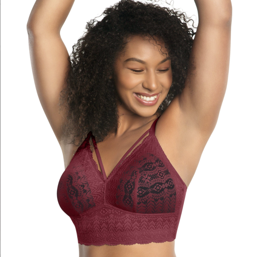 Mia Lace Wire-Free Bralette P6011 - Rio Red/Black