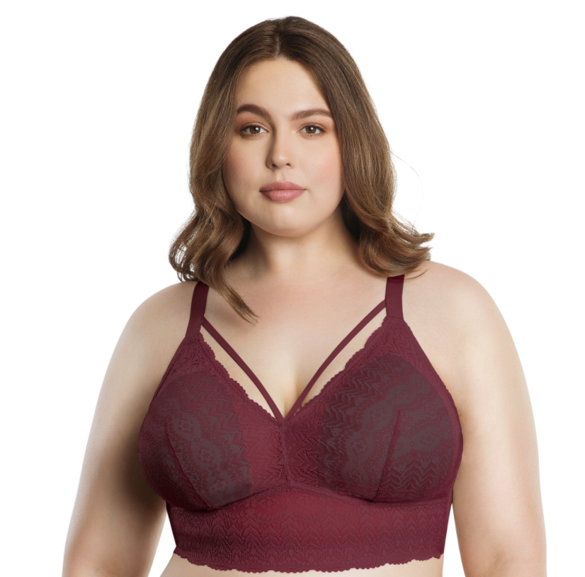 Mia Lace Wire-Free Bralette P6011 - Rio Red/Black