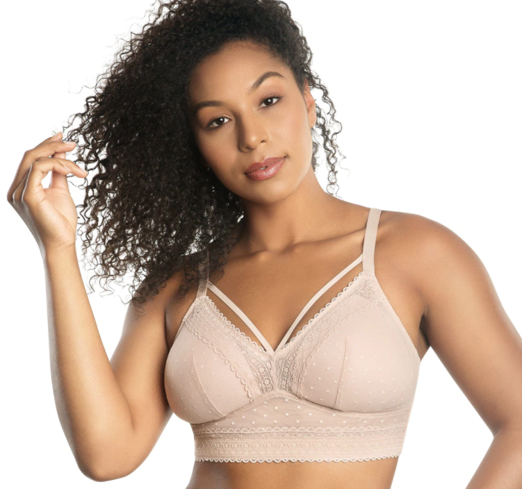Mia Dot Wire-Free Bralette P6011 - Cameo Rose/Black and Red