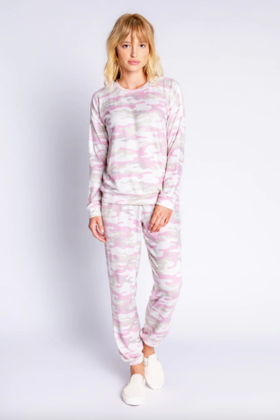 PJ Salvage - Peachy Party Camo Long Sleeve Top