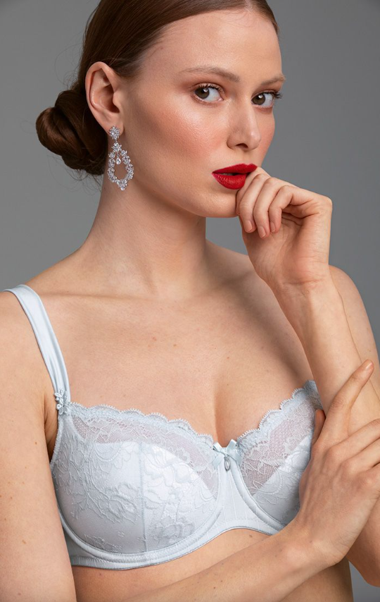 Rosa Faia Antonia Balconette Bra 5205 - Light Blue/Crystal