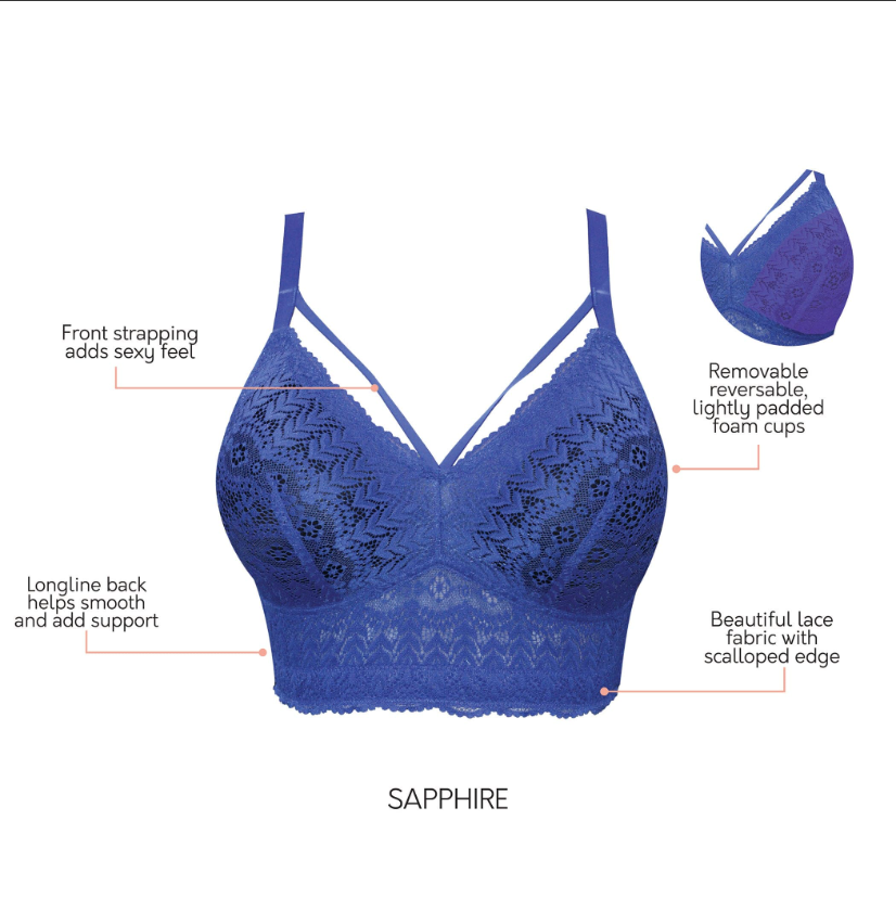 Mia Lace Wire-Free Bralette P6011- Sapphire Blue