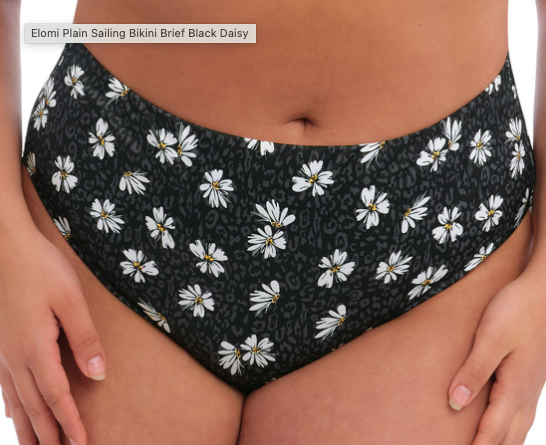 Elomi Plain Sailing Black Daisy Bikini Brief-ES7275BDY