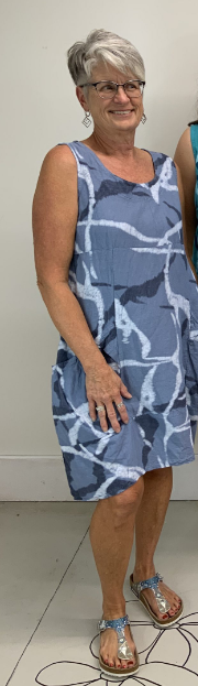 JA211232-100% Linen Dress Marble Print