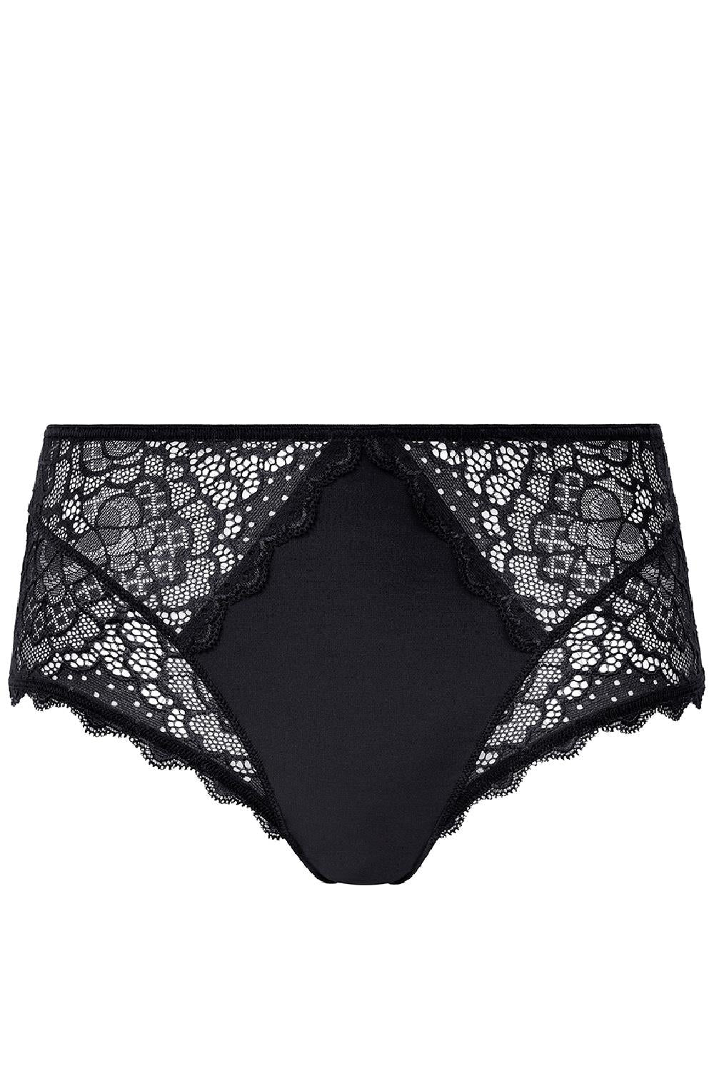 Simone Perele - Caresse Deep Brief 12A770- Black/Peau Rose/Ruby Pink